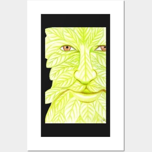 Man of the Forest, Green Man- Black Posters and Art